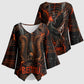 Bennu Kimono Sleeve Blouse Ancient Egyptian Lava Crack Texture, Phoenix Firebird and Reborn from Chaos - African Pride