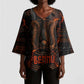 Bennu Kimono Sleeve Blouse Ancient Egyptian Lava Crack Texture, Phoenix Firebird and Reborn from Chaos - African Pride