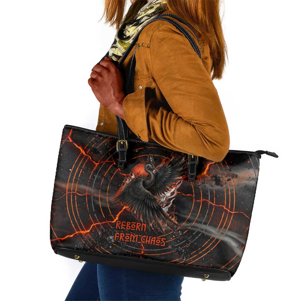 Bennu Leather Tote Bag Ancient Egyptian Lava Crack Texture, Phoenix Firebird and Reborn from Chaos - African Pride