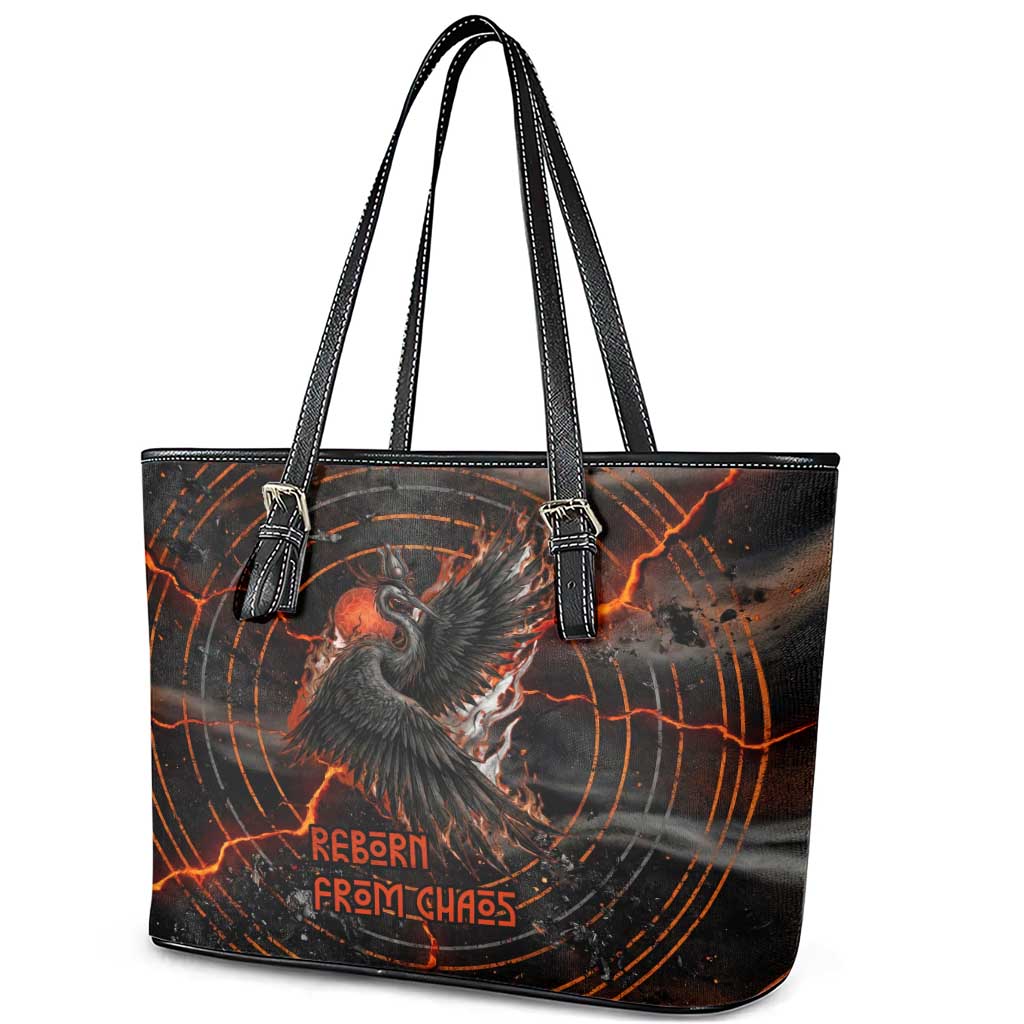 Bennu Leather Tote Bag Ancient Egyptian Lava Crack Texture, Phoenix Firebird and Reborn from Chaos - African Pride