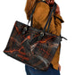 Bennu Leather Tote Bag Ancient Egyptian Lava Crack Texture, Phoenix Firebird and Reborn from Chaos - African Pride