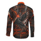 Bennu Long Sleeve Button Shirt Ancient Egyptian Lava Crack Texture, Phoenix Firebird and Reborn from Chaos - African Pride