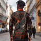 Bennu Long Sleeve Button Shirt Ancient Egyptian Lava Crack Texture, Phoenix Firebird and Reborn from Chaos - African Pride