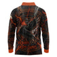 Bennu Long Sleeve Polo Shirt Ancient Egyptian Lava Crack Texture, Phoenix Firebird and Reborn from Chaos - African Pride