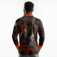 Bennu Long Sleeve Polo Shirt Ancient Egyptian Lava Crack Texture, Phoenix Firebird and Reborn from Chaos - African Pride