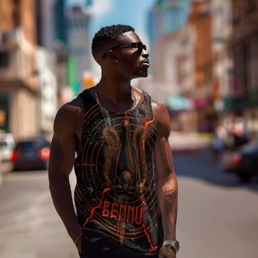 Bennu Men Tank Top Ancient Egyptian Lava Crack Texture, Phoenix Firebird and Reborn from Chaos - African Pride