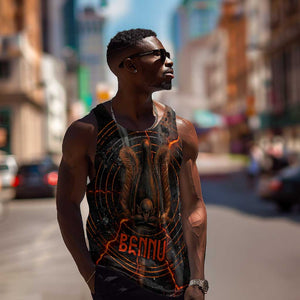 Bennu Men Tank Top Ancient Egyptian Lava Crack Texture, Phoenix Firebird and Reborn from Chaos - African Pride