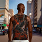 Bennu Men Tank Top Ancient Egyptian Lava Crack Texture, Phoenix Firebird and Reborn from Chaos - African Pride