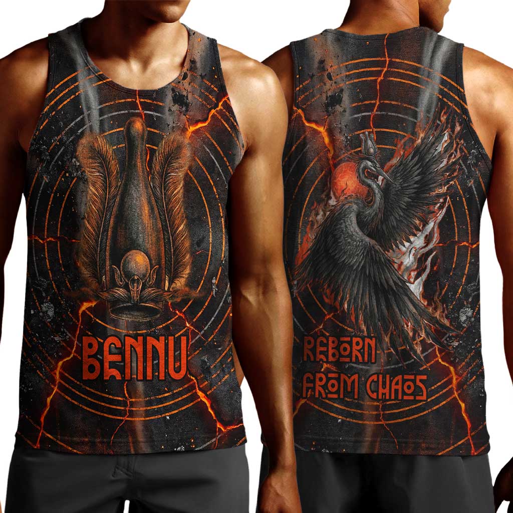 Bennu Men Tank Top Ancient Egyptian Lava Crack Texture, Phoenix Firebird and Reborn from Chaos - African Pride