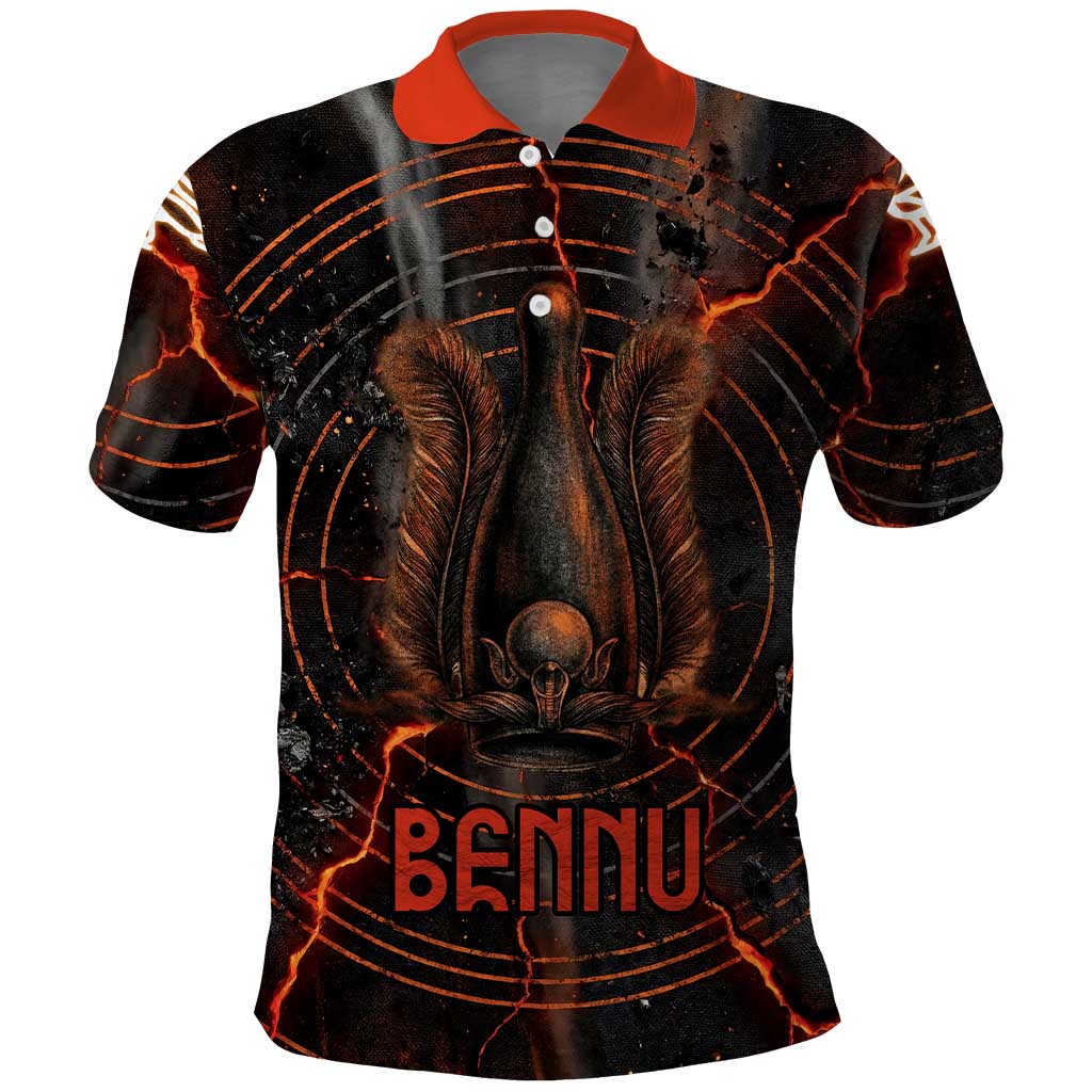 Bennu Polo Shirt Ancient Egyptian Lava Crack Texture, Phoenix Firebird and Reborn from Chaos - African Pride