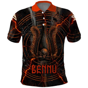 Bennu Polo Shirt Ancient Egyptian Lava Crack Texture, Phoenix Firebird and Reborn from Chaos - African Pride