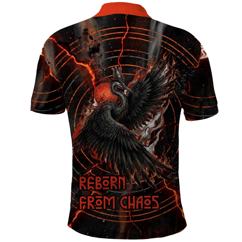 Bennu Polo Shirt Ancient Egyptian Lava Crack Texture, Phoenix Firebird and Reborn from Chaos - African Pride
