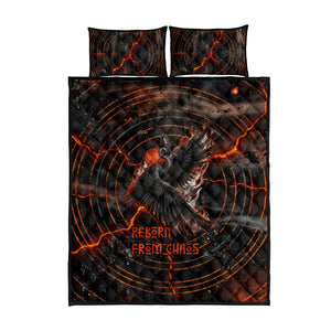 Bennu Quilt Bed Set Ancient Egyptian Lava Crack Texture, Phoenix Firebird and Reborn from Chaos - African Pride
