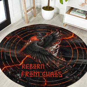 Bennu Round Carpet Ancient Egyptian Lava Crack Texture, Phoenix Firebird and Reborn from Chaos - African Pride