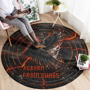 Bennu Round Carpet Ancient Egyptian Lava Crack Texture, Phoenix Firebird and Reborn from Chaos - African Pride