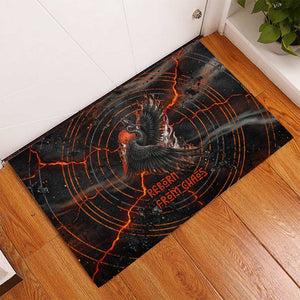 Bennu Rubber Doormat Ancient Egyptian Lava Crack Texture, Phoenix Firebird and Reborn from Chaos - African Pride