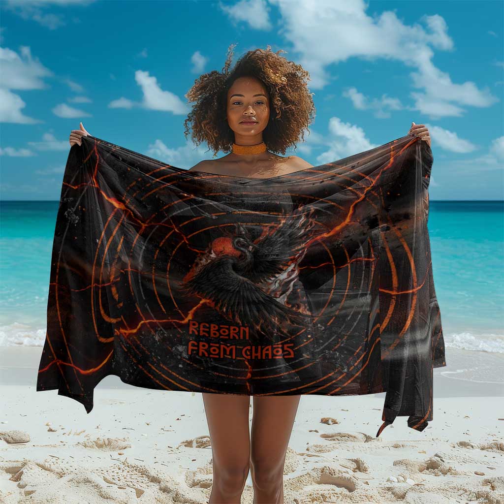 Bennu Sarong Ancient Egyptian Lava Crack Texture, Phoenix Firebird and Reborn from Chaos - African Pride
