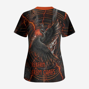 Bennu Scrub Top Ancient Egyptian Lava Crack Texture, Phoenix Firebird and Reborn from Chaos - African Pride