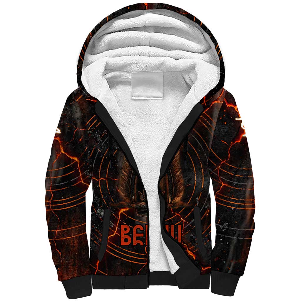 Bennu Sherpa Hoodie Ancient Egyptian Lava Crack Texture, Phoenix Firebird and Reborn from Chaos - African Pride