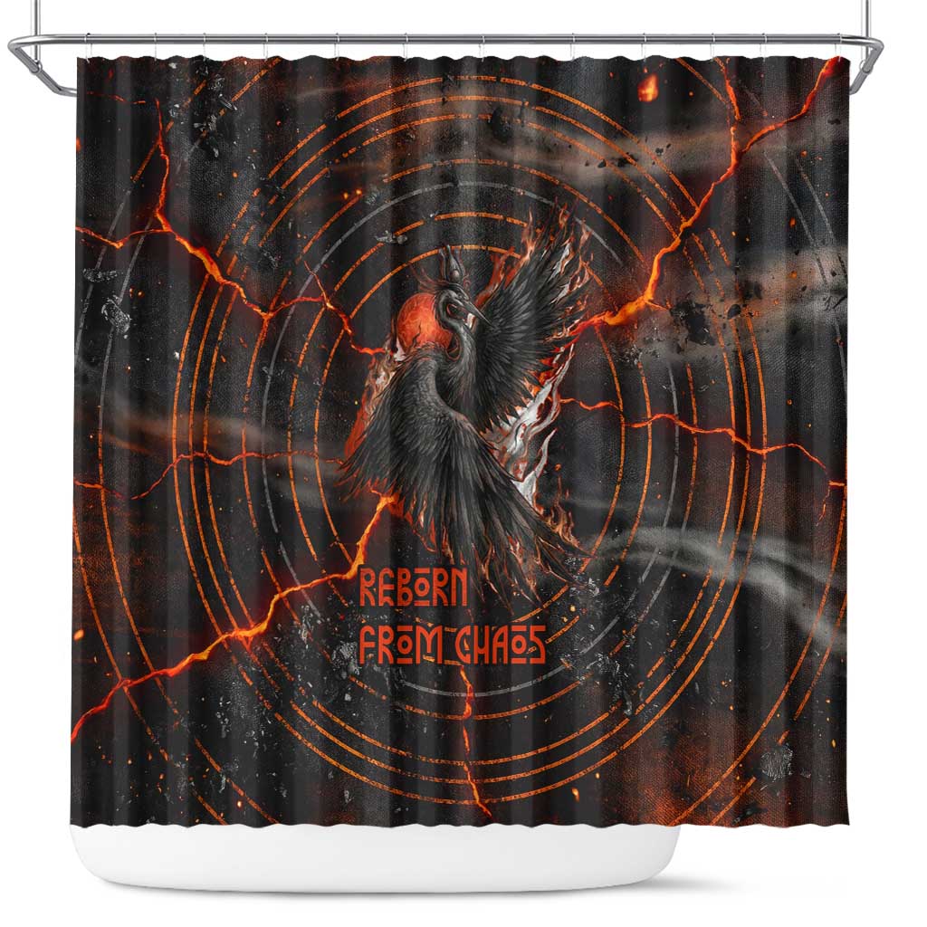 Bennu Shower Curtain Ancient Egyptian Lava Crack Texture, Phoenix Firebird and Reborn from Chaos - African Pride