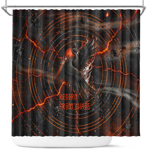 Bennu Shower Curtain Ancient Egyptian Lava Crack Texture, Phoenix Firebird and Reborn from Chaos - African Pride