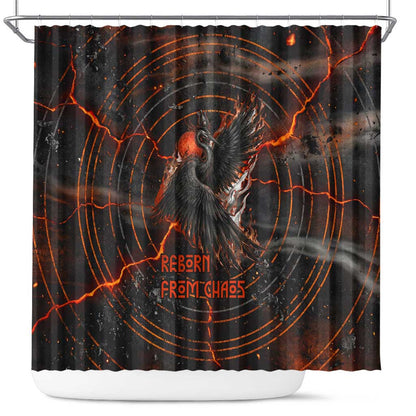 Bennu Shower Curtain Ancient Egyptian Lava Crack Texture, Phoenix Firebird and Reborn from Chaos - African Pride