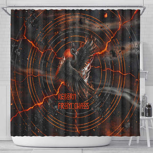 Bennu Shower Curtain Ancient Egyptian Lava Crack Texture, Phoenix Firebird and Reborn from Chaos - African Pride