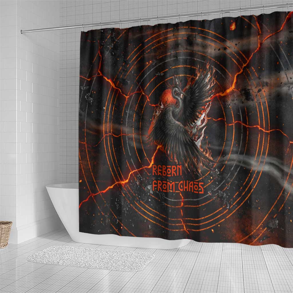 Bennu Shower Curtain Ancient Egyptian Lava Crack Texture, Phoenix Firebird and Reborn from Chaos - African Pride