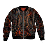 Bennu Sleeve Zip Bomber Jacket Ancient Egyptian Lava Crack Texture, Phoenix Firebird and Reborn from Chaos - African Pride