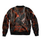 Bennu Sleeve Zip Bomber Jacket Ancient Egyptian Lava Crack Texture, Phoenix Firebird and Reborn from Chaos - African Pride