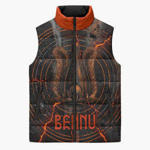 Bennu Sleeveless Puffer Jacket Ancient Egyptian Lava Crack Texture, Phoenix Firebird and Reborn from Chaos - African Pride