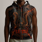 Bennu Sleeveless Zip Hoodie Ancient Egyptian Lava Crack Texture, Phoenix Firebird and Reborn from Chaos - African Pride