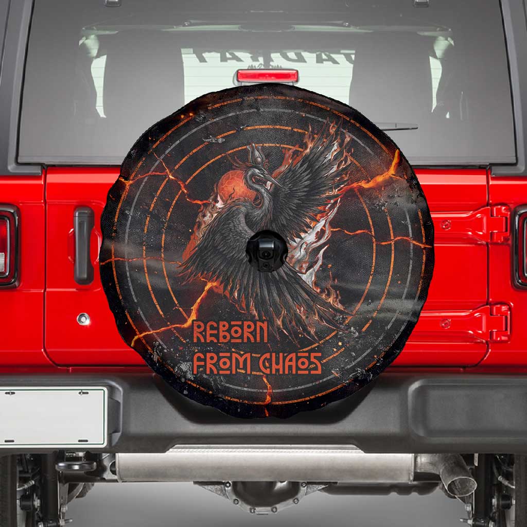 Bennu Spare Tire Cover Ancient Egyptian Lava Crack Texture, Phoenix Firebird and Reborn from Chaos - African Pride