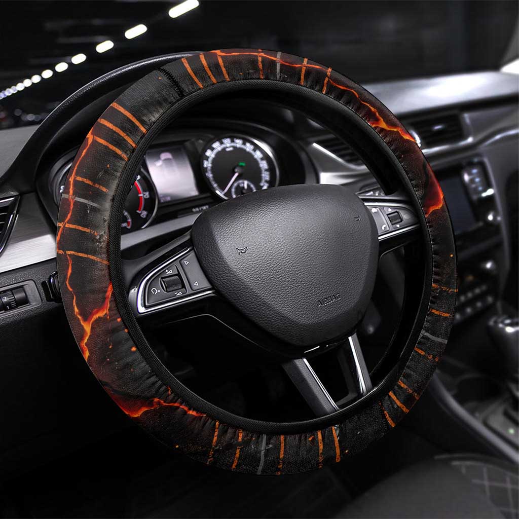 Bennu Steering Wheel Cover Ancient Egyptian Lava Crack Texture, Phoenix Firebird and Reborn from Chaos - African Pride