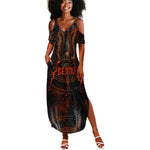 Bennu Summer Maxi Dress Ancient Egyptian Lava Crack Texture, Phoenix Firebird and Reborn from Chaos - African Pride