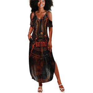 Bennu Summer Maxi Dress Ancient Egyptian Lava Crack Texture, Phoenix Firebird and Reborn from Chaos - African Pride