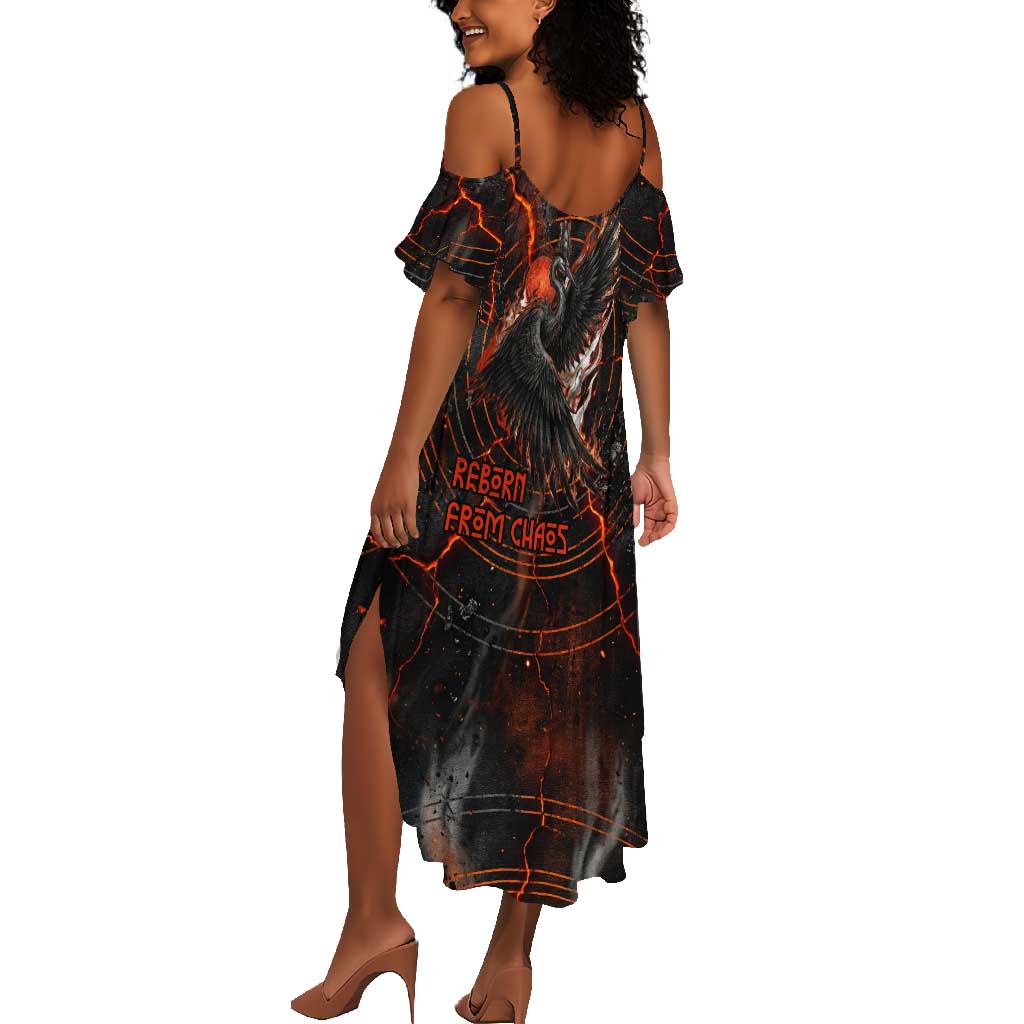 Bennu Summer Maxi Dress Ancient Egyptian Lava Crack Texture, Phoenix Firebird and Reborn from Chaos - African Pride