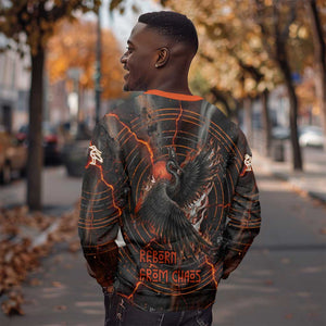 Bennu Sweatshirt Ancient Egyptian Lava Crack Texture, Phoenix Firebird and Reborn from Chaos - African Pride
