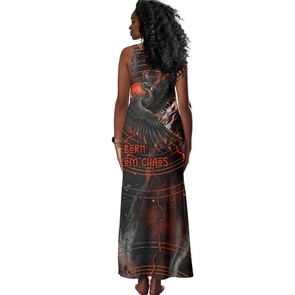 Bennu Tank Maxi Dress Ancient Egyptian Lava Crack Texture, Phoenix Firebird and Reborn from Chaos - African Pride