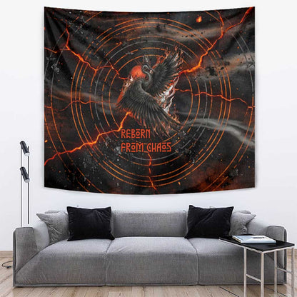 Bennu Tapestry Ancient Egyptian Lava Crack Texture, Phoenix Firebird and Reborn from Chaos - African Pride