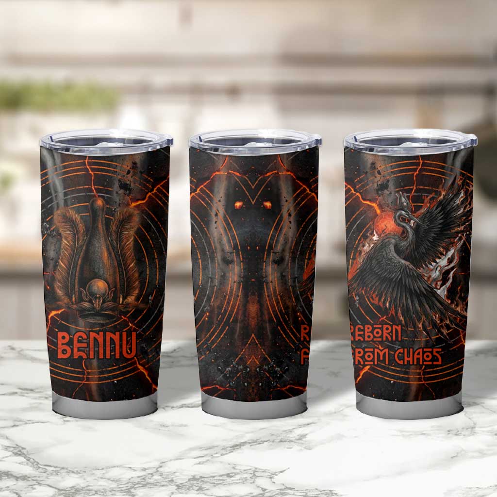 Bennu Tumbler Cup Ancient Egyptian Lava Crack Texture, Phoenix Firebird and Reborn from Chaos - African Pride