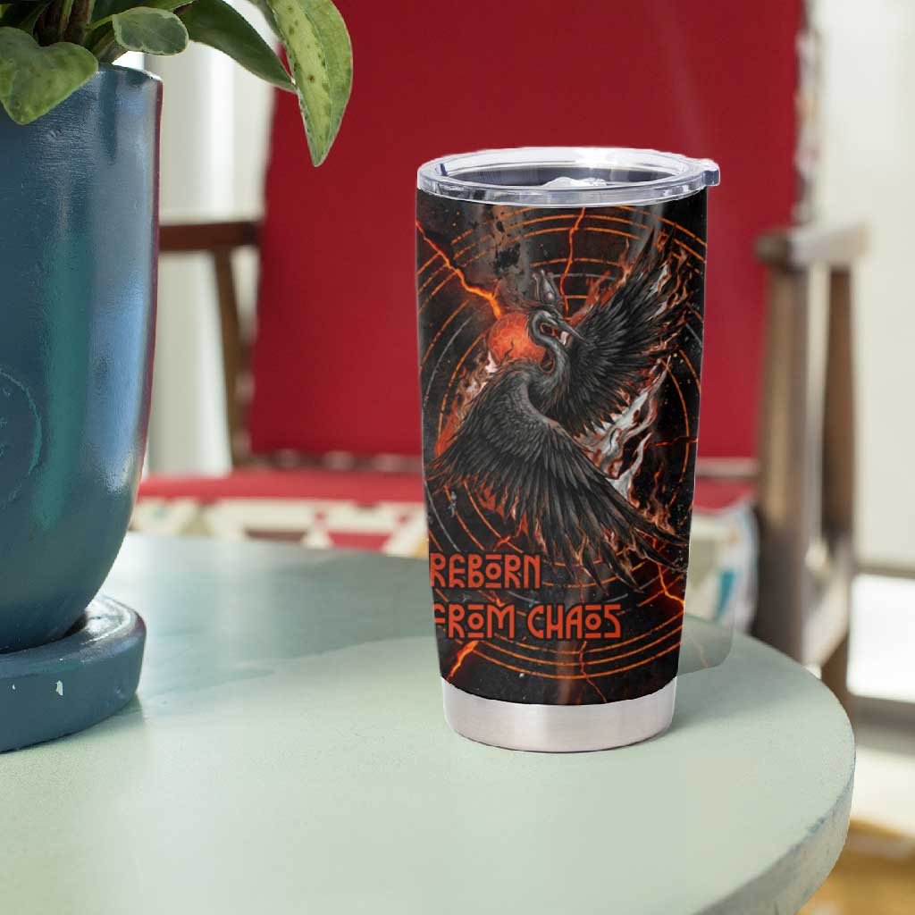 Bennu Tumbler Cup Ancient Egyptian Lava Crack Texture, Phoenix Firebird and Reborn from Chaos - African Pride