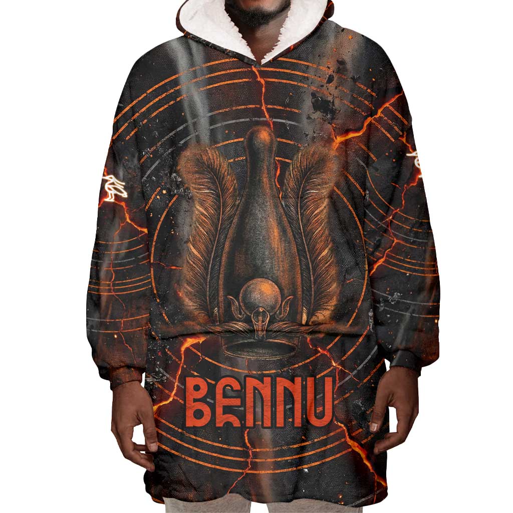 Bennu Wearable Blanket Hoodie Ancient Egyptian Lava Crack Texture, Phoenix Firebird and Reborn from Chaos - African Pride