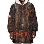 Bennu Wearable Blanket Hoodie Ancient Egyptian Lava Crack Texture, Phoenix Firebird and Reborn from Chaos - African Pride