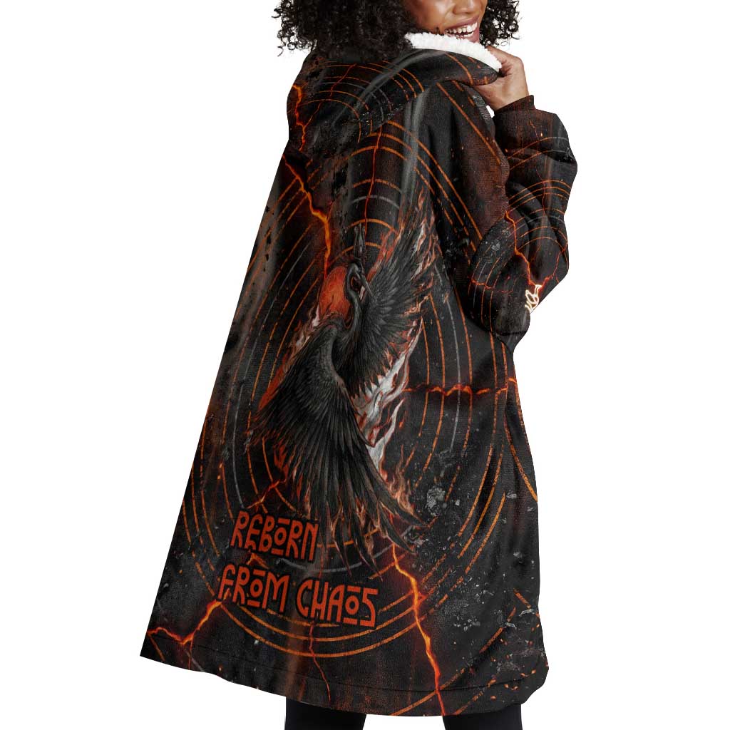 Bennu Wearable Blanket Hoodie Ancient Egyptian Lava Crack Texture, Phoenix Firebird and Reborn from Chaos - African Pride