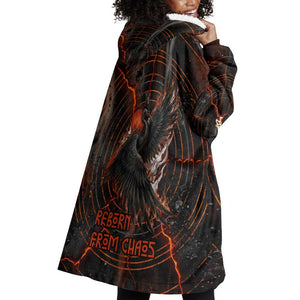 Bennu Wearable Blanket Hoodie Ancient Egyptian Lava Crack Texture, Phoenix Firebird and Reborn from Chaos - African Pride