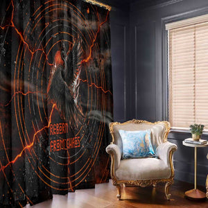 Bennu Window Curtain Ancient Egyptian Lava Crack Texture, Phoenix Firebird and Reborn from Chaos - African Pride