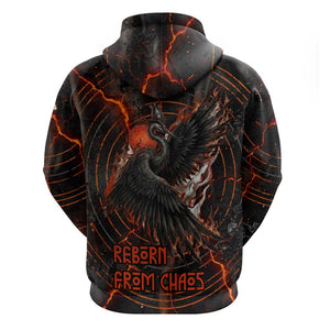 Bennu Zip Hoodie Ancient Egyptian Lava Crack Texture, Phoenix Firebird and Reborn from Chaos - African Pride