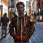 Bennu Zip Hoodie Ancient Egyptian Lava Crack Texture, Phoenix Firebird and Reborn from Chaos - African Pride