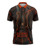 Bennu Zipper Polo Shirt Ancient Egyptian Lava Crack Texture, Phoenix Firebird and Reborn from Chaos - African Pride